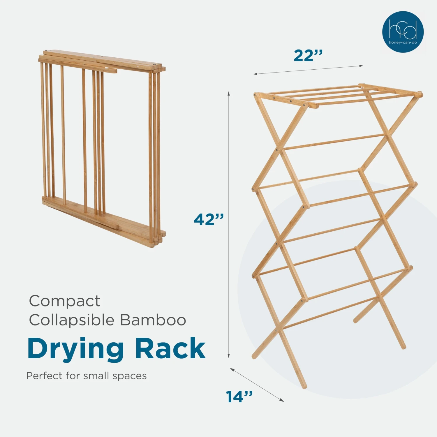 Natural Bamboo Compact And Collapsible Clothes Drying Rack - Image 6