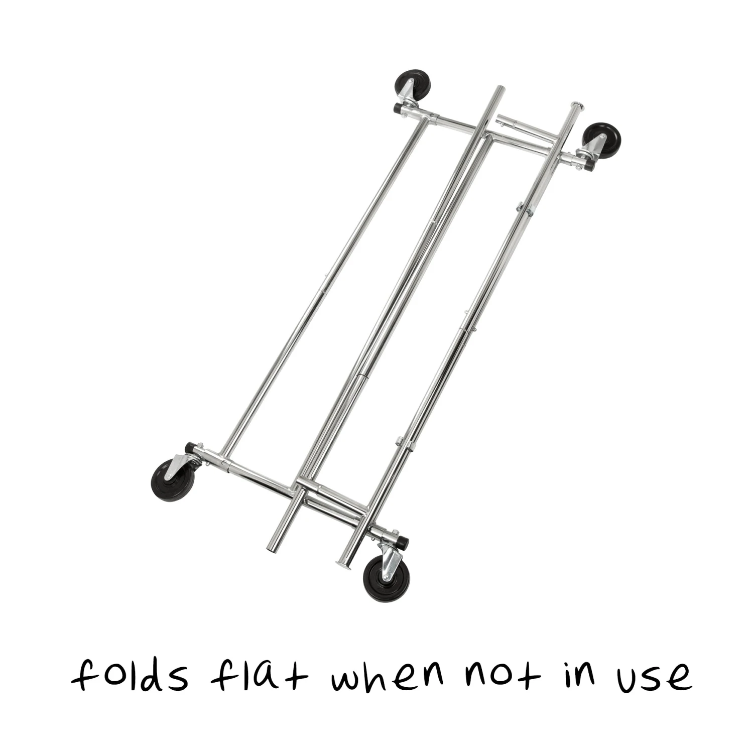 Chrome Folding Expandable Rolling Clothes Rack - Image 3