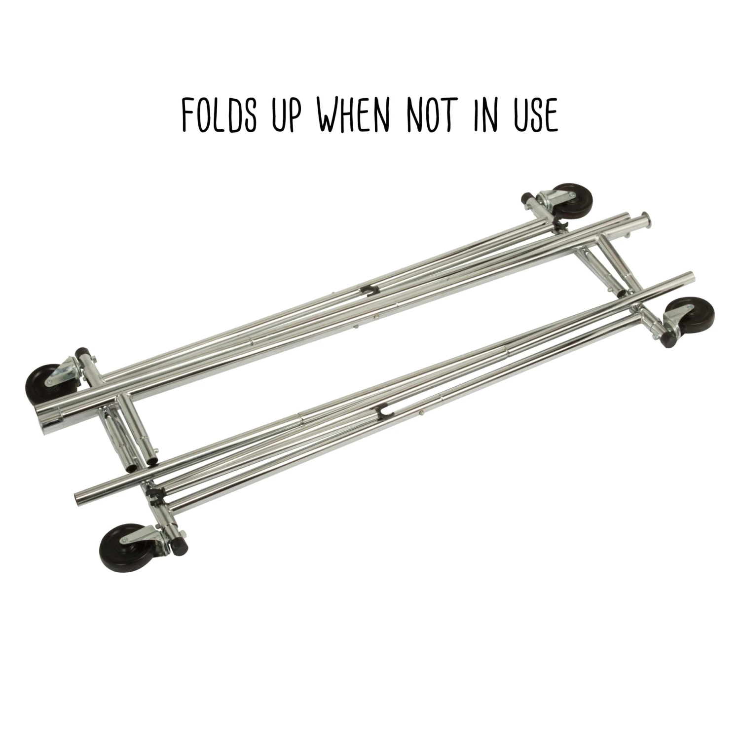 Chrome Dual Bar Adjustable Rolling Clothes Rack - Image 3