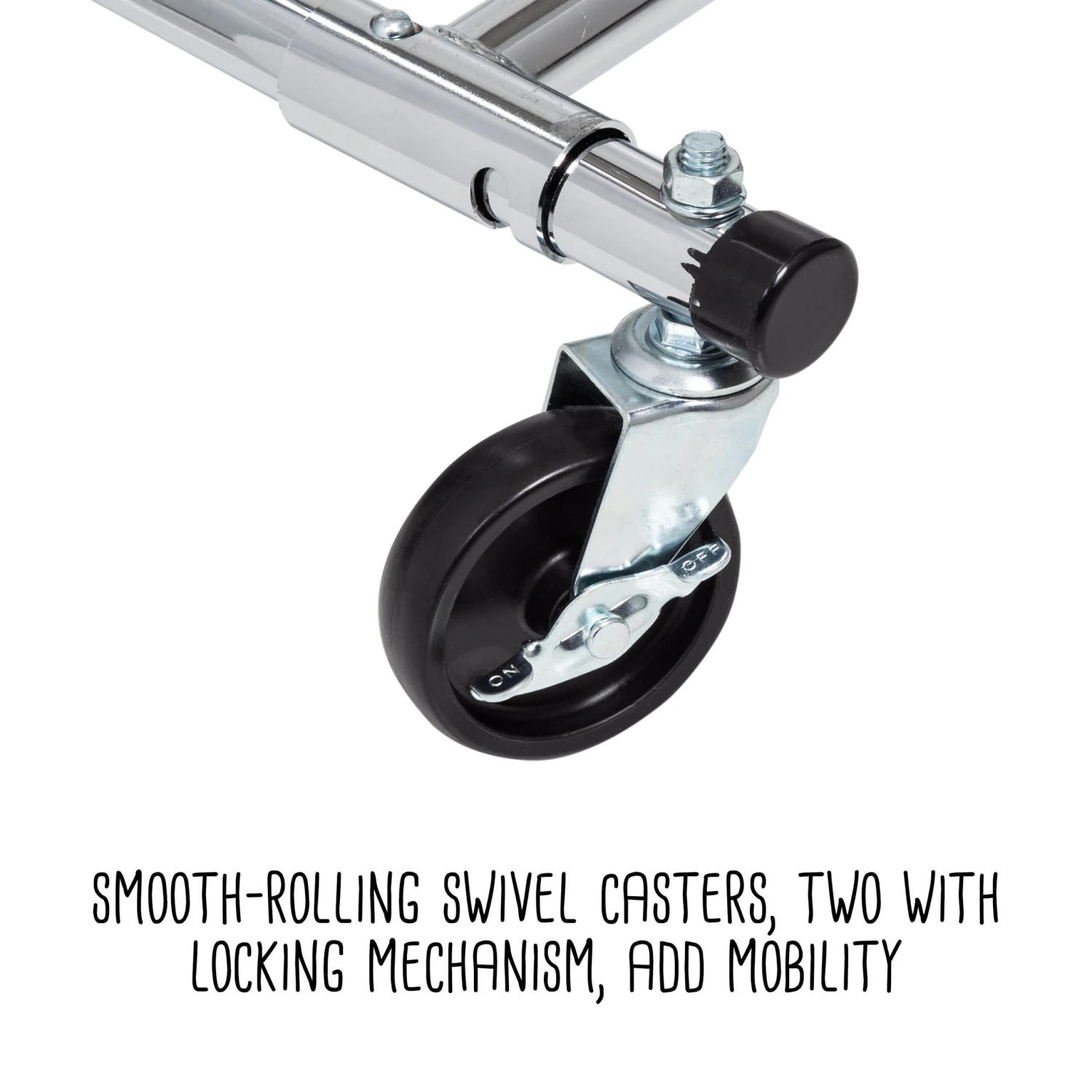 Chrome Dual Bar Adjustable Rolling Clothes Rack - Image 4