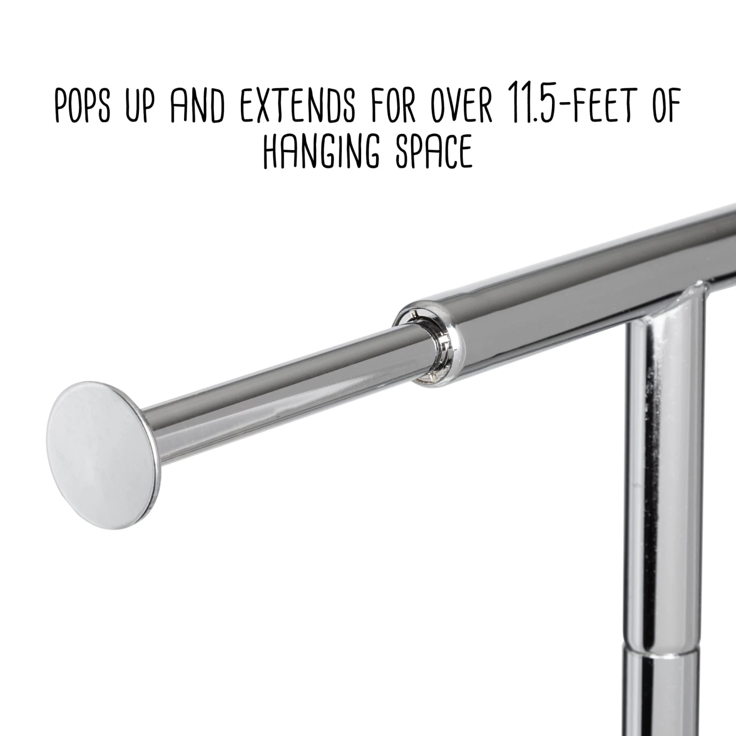 Chrome Dual Bar Adjustable Rolling Clothes Rack - Image 5