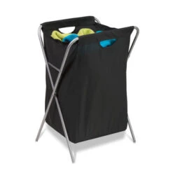 Black/Silver X-Frame Folding Hamper