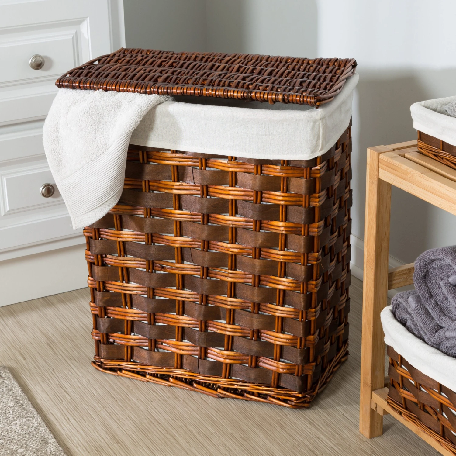 Brown Wicker 7-Piece Woven Storage Basket Set - Image 4