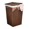 Brown Woven Square Hamper With Lid