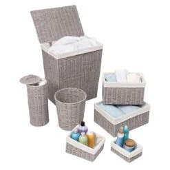Gray Twisted Paper Rope 7-Piece Storage Basket Set