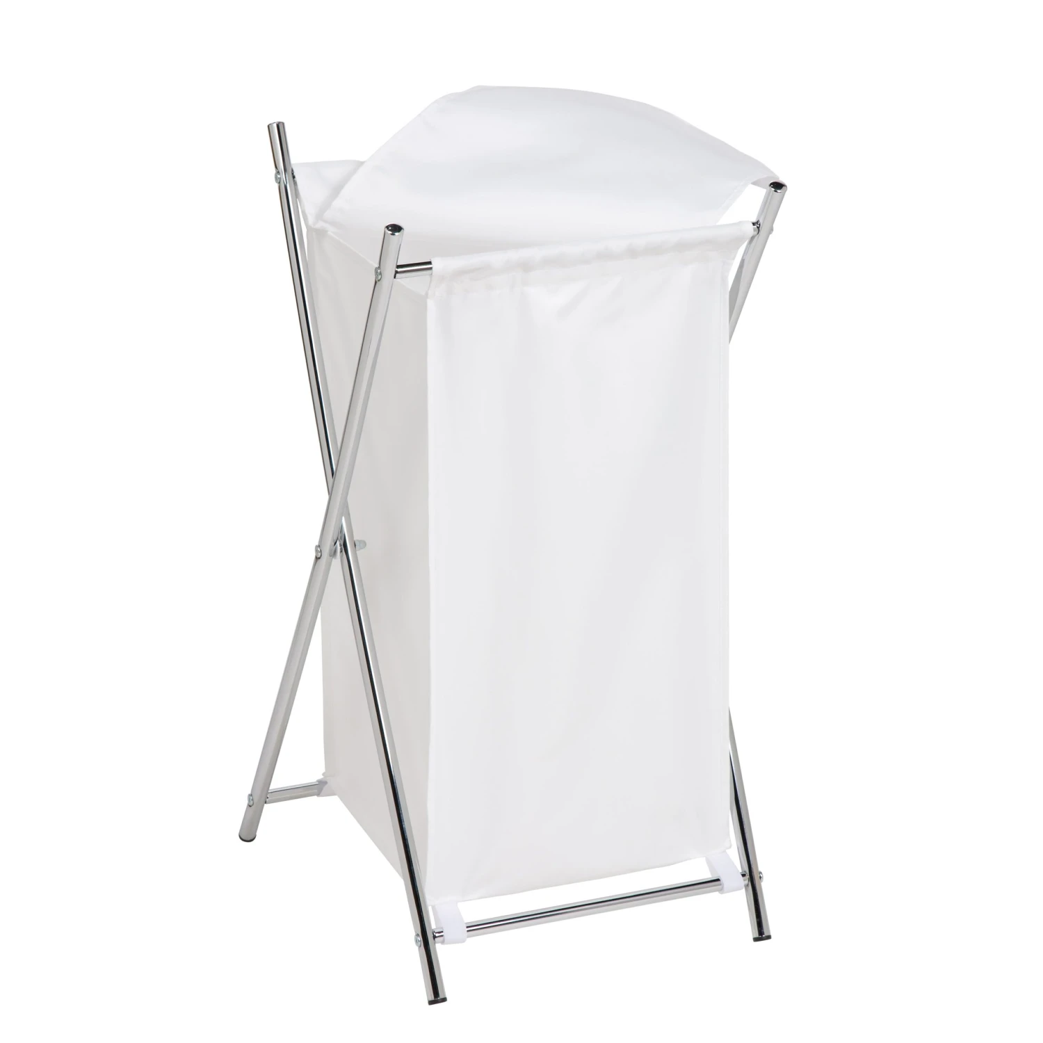 Chrome/White X-Frame Folding Hamper - Image 2