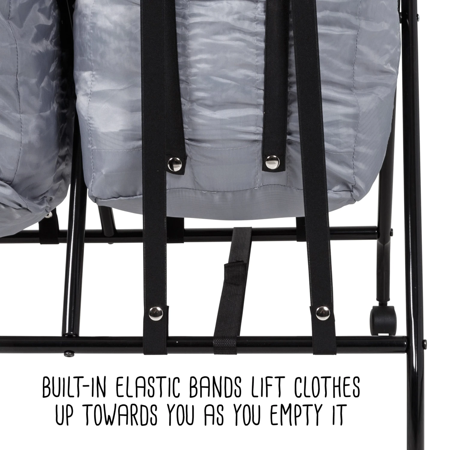 Black/White 2-Bag No Bend Rolling Bounce Back Hamper - Image 7