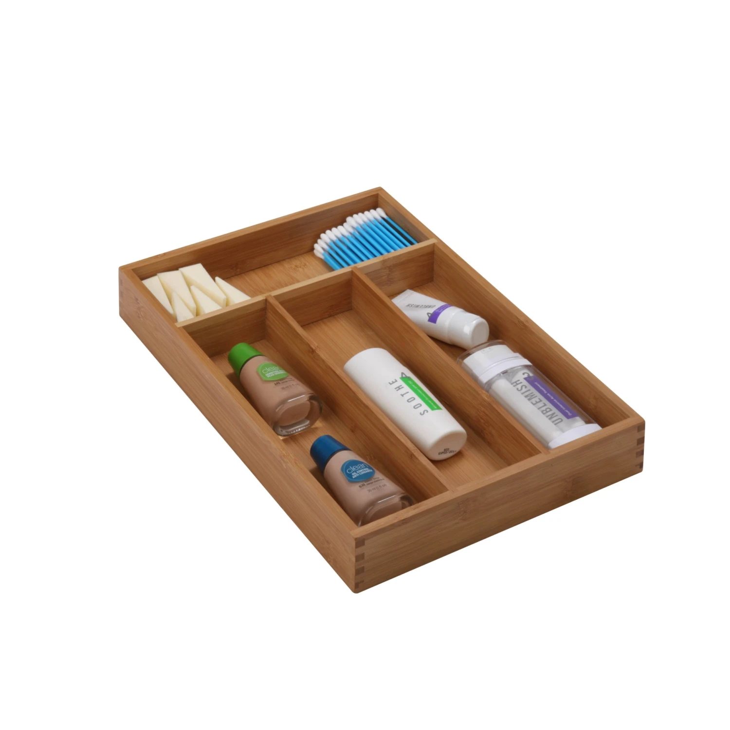 Natural Bamboo 4-Compartment Drawer Organizer - Image 3