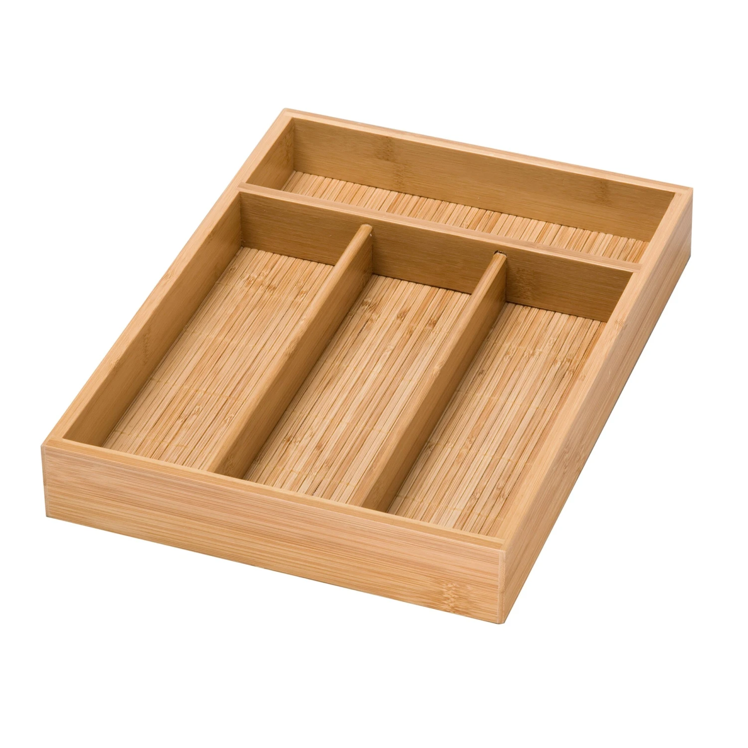 Natural Bamboo 4-Compartment Drawer Organizer - Image 4