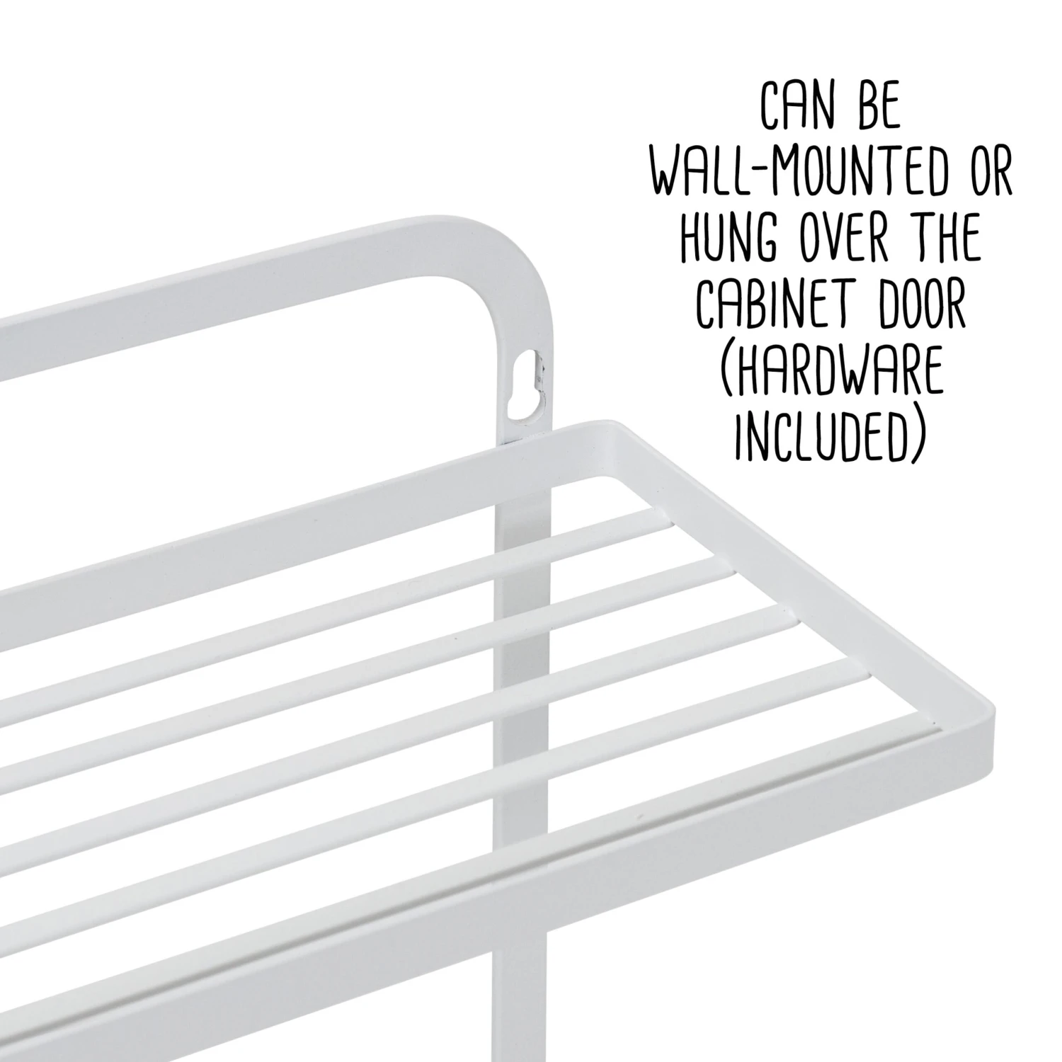 White Steel Hanging Spice Rack With Paper Towel Holder - Image 3