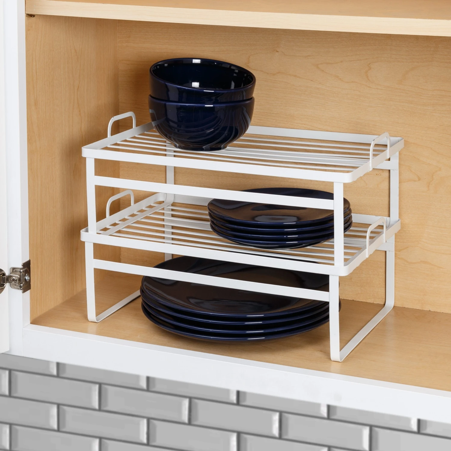 White Stackable Cabinet Shelves (2-Pack) - Image 3