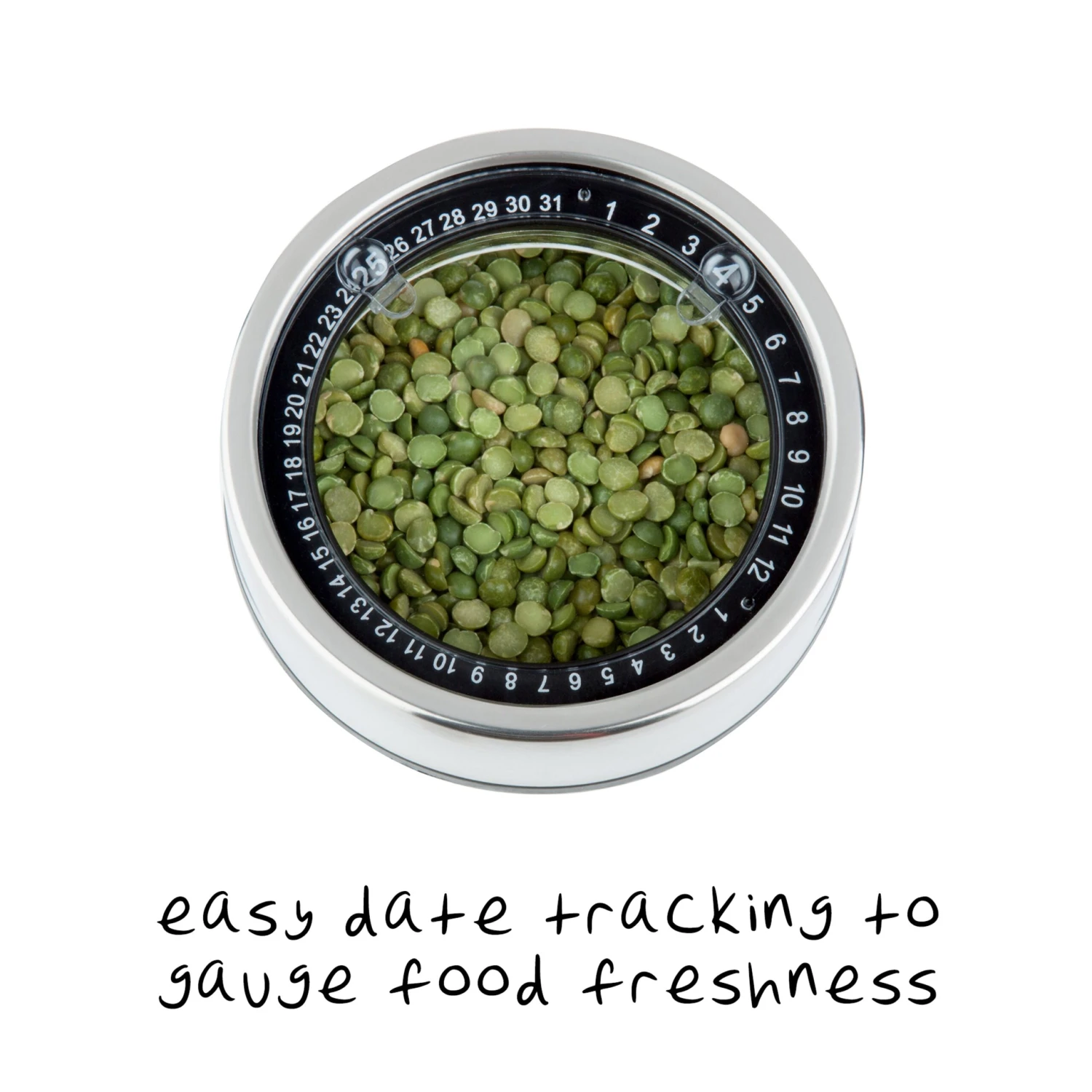Stainless Steel/Clear Glass Canisters Fresh-Date Dials (4-Piece Set) - Image 3