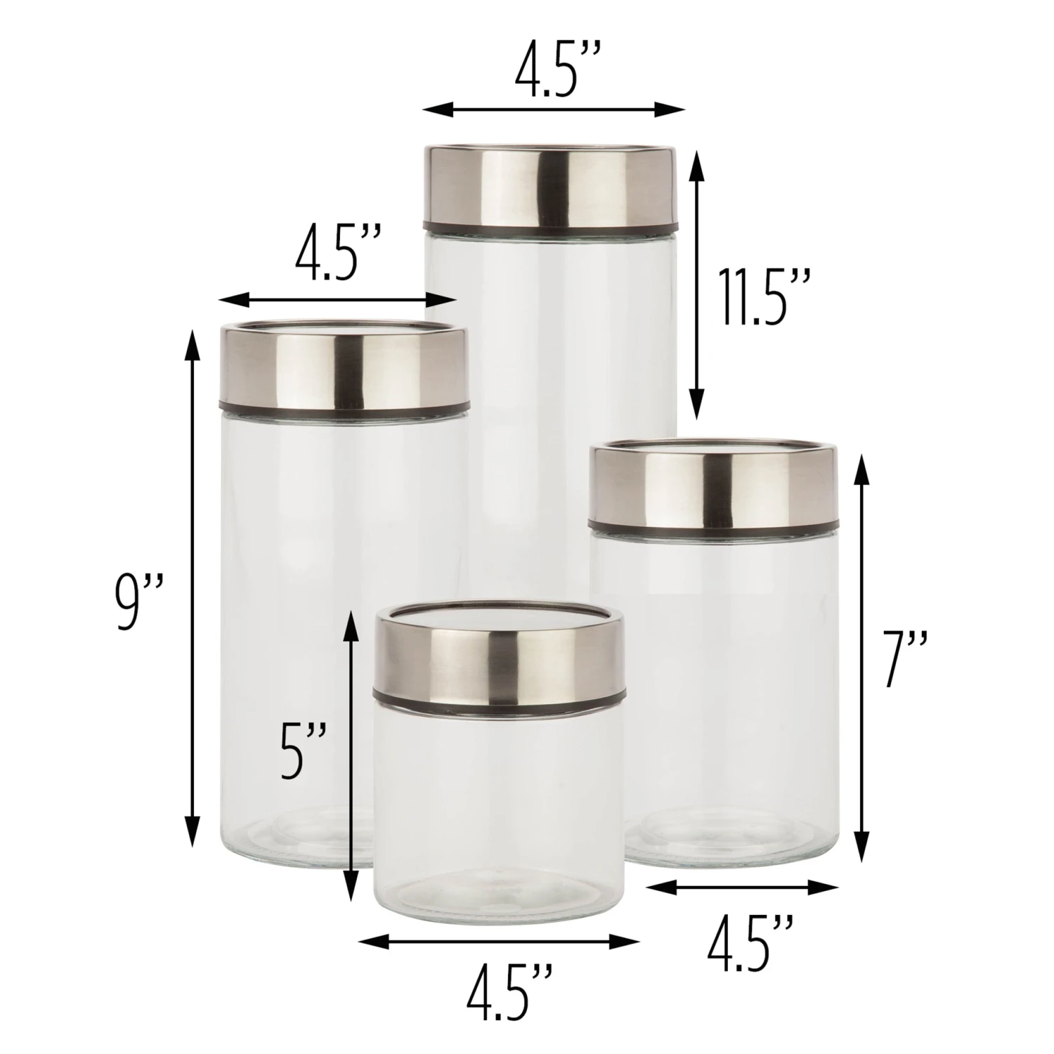 Stainless Steel/Clear Glass Canisters Fresh-Date Dials (4-Piece Set) - Image 4