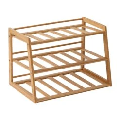 Natural 3-Tier Bamboo Water Bottle Organizer For Cabinet Or Pantry