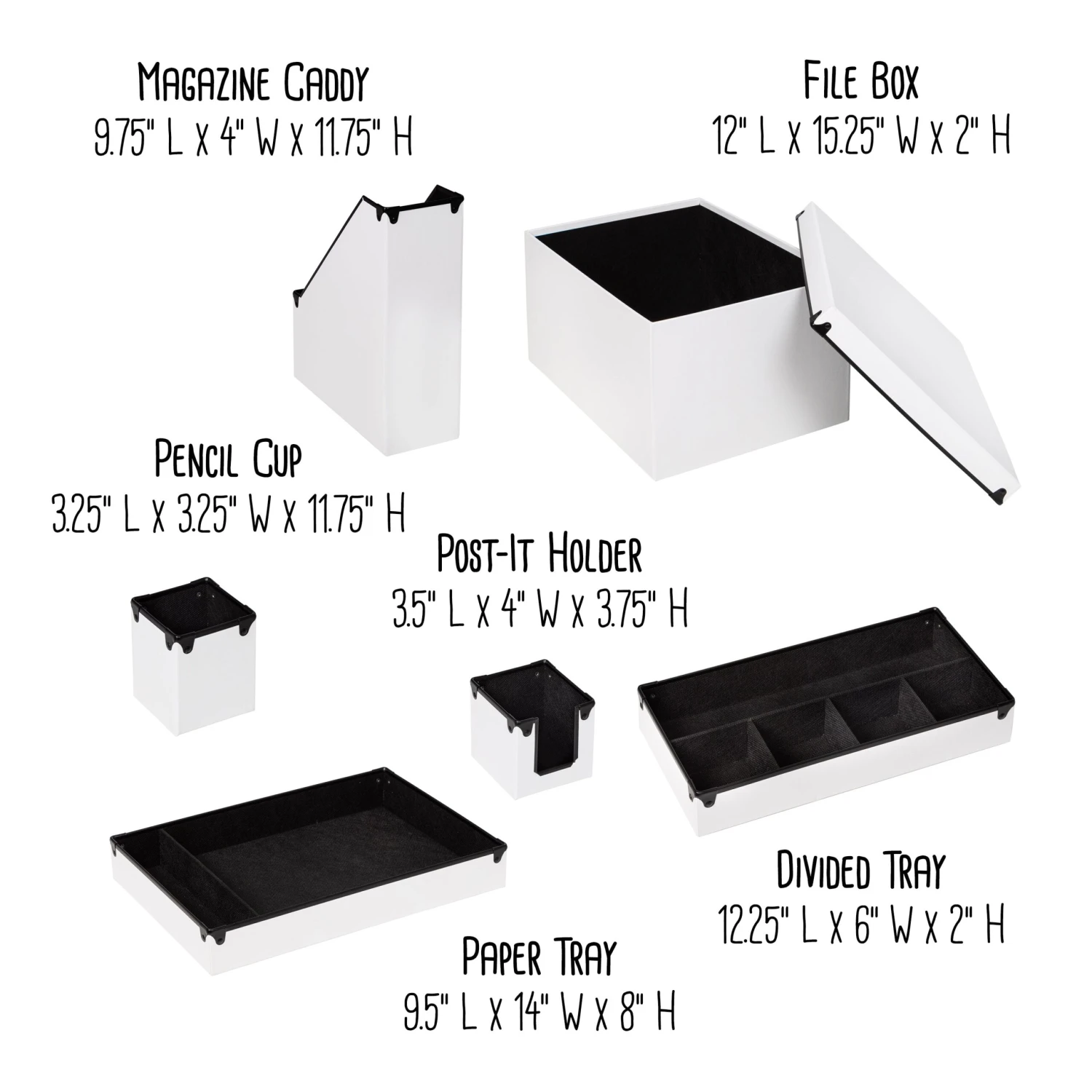 White Faux Leather Desk Organizers (6-Piece Set) - Image 4