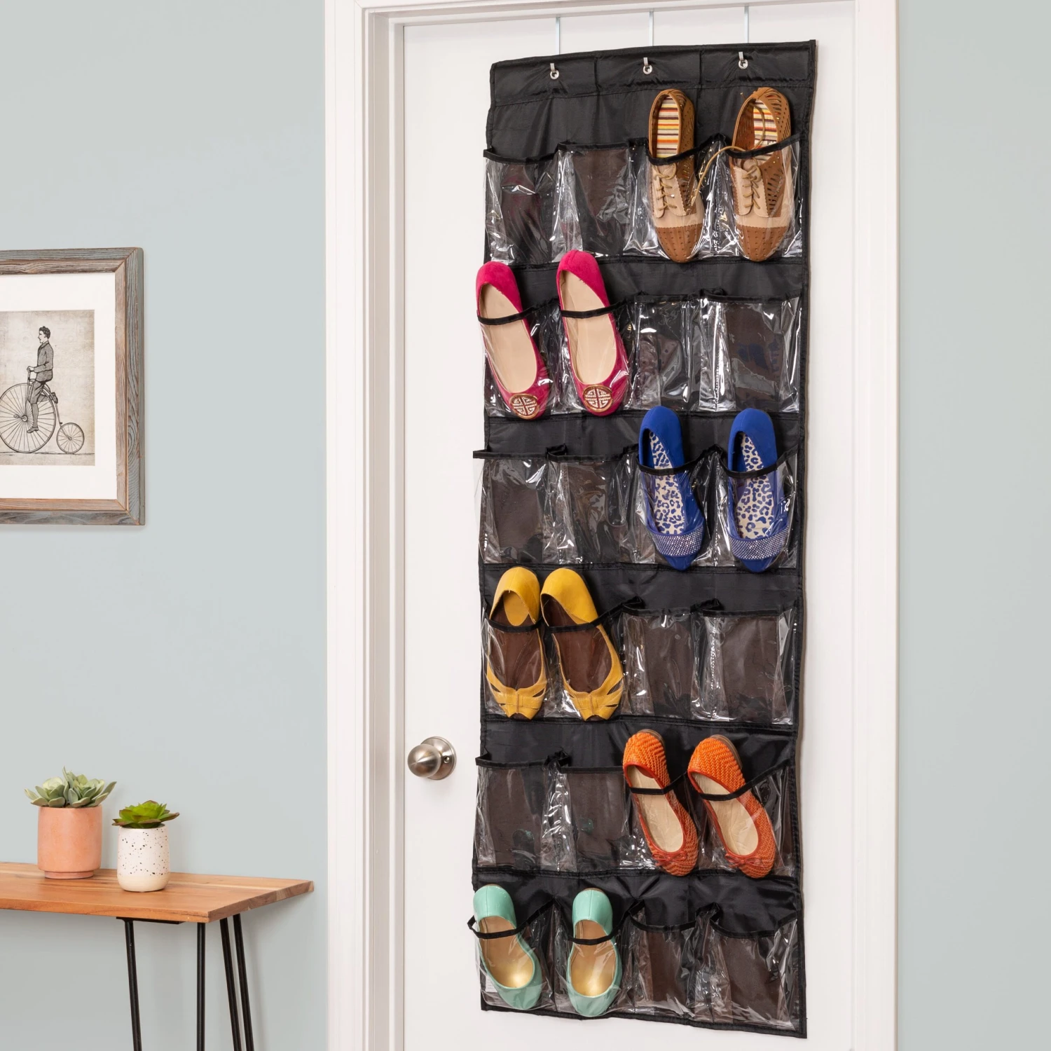 Black 24-Pocket Over-The-Door Hanging Shoe Organizer - Image 2