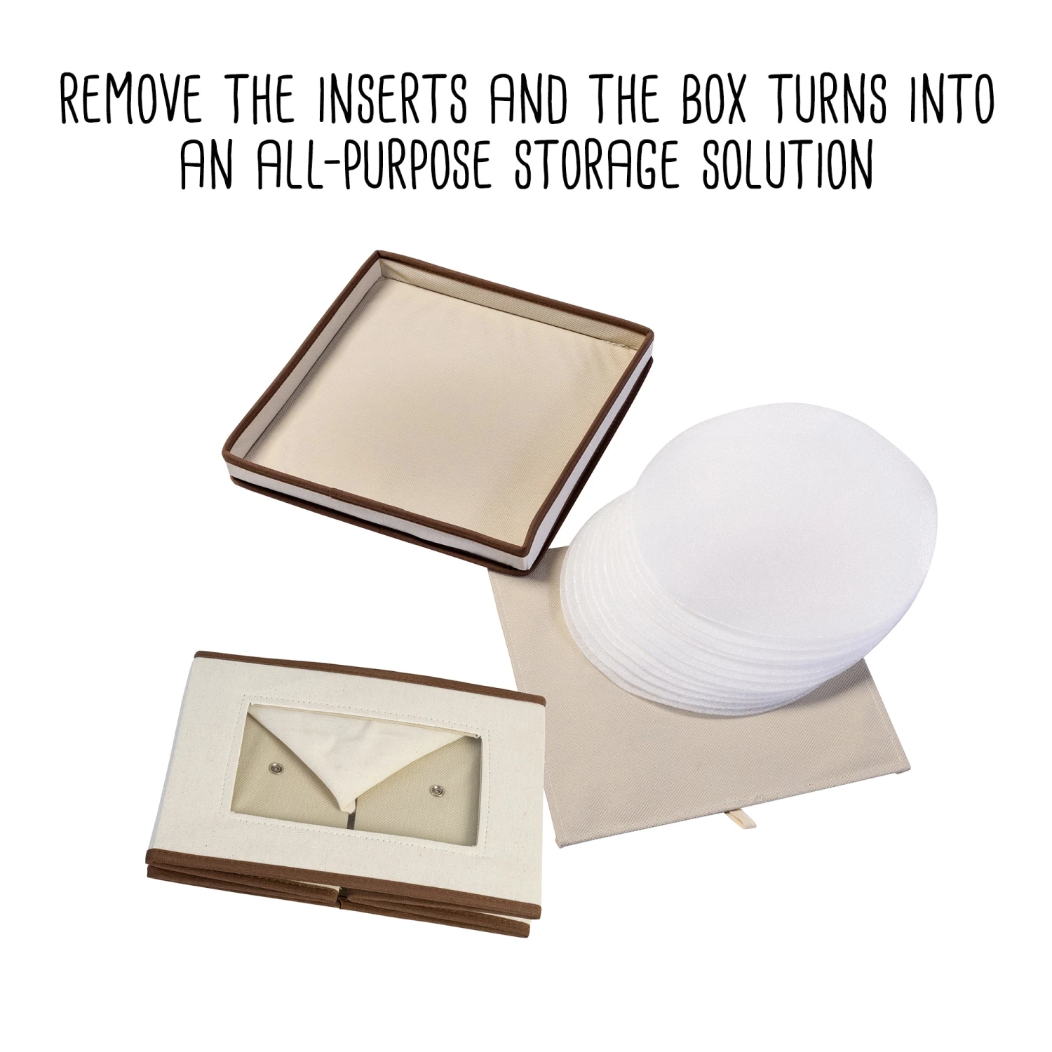 Natural/Brown Dinnerware Storage Box With Handles (12" X 12") - Image 3