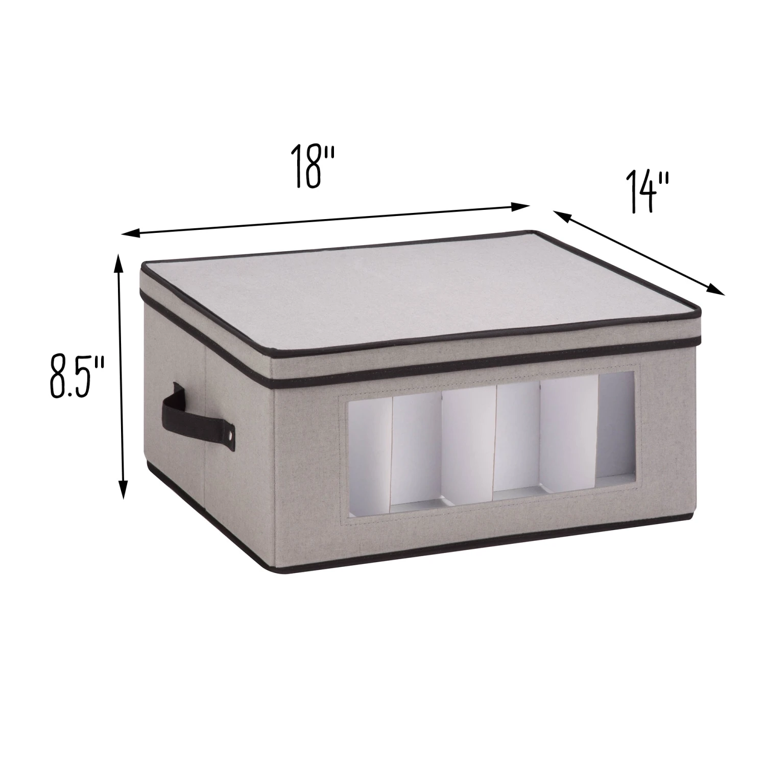 Gray Fabric Closet Storage Box With Lid, Clear-View Window And Removable Dividers - Image 8