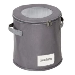 Gray 10-Inch Round Dinnerware Storage Box