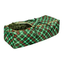 Green Plaid Rolling Tree Storage Bag (Up To 10 Feet)
