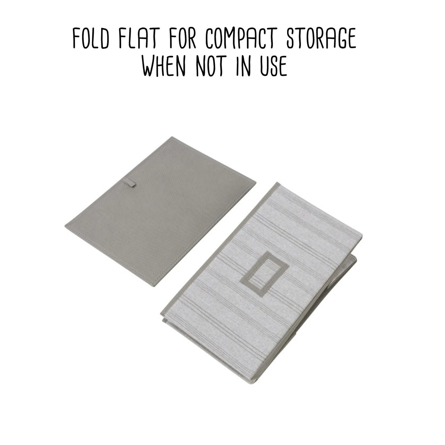 Gray Stripes Folding Large Fabric Storage Bins With Handles (Set Of 3) - Image 6