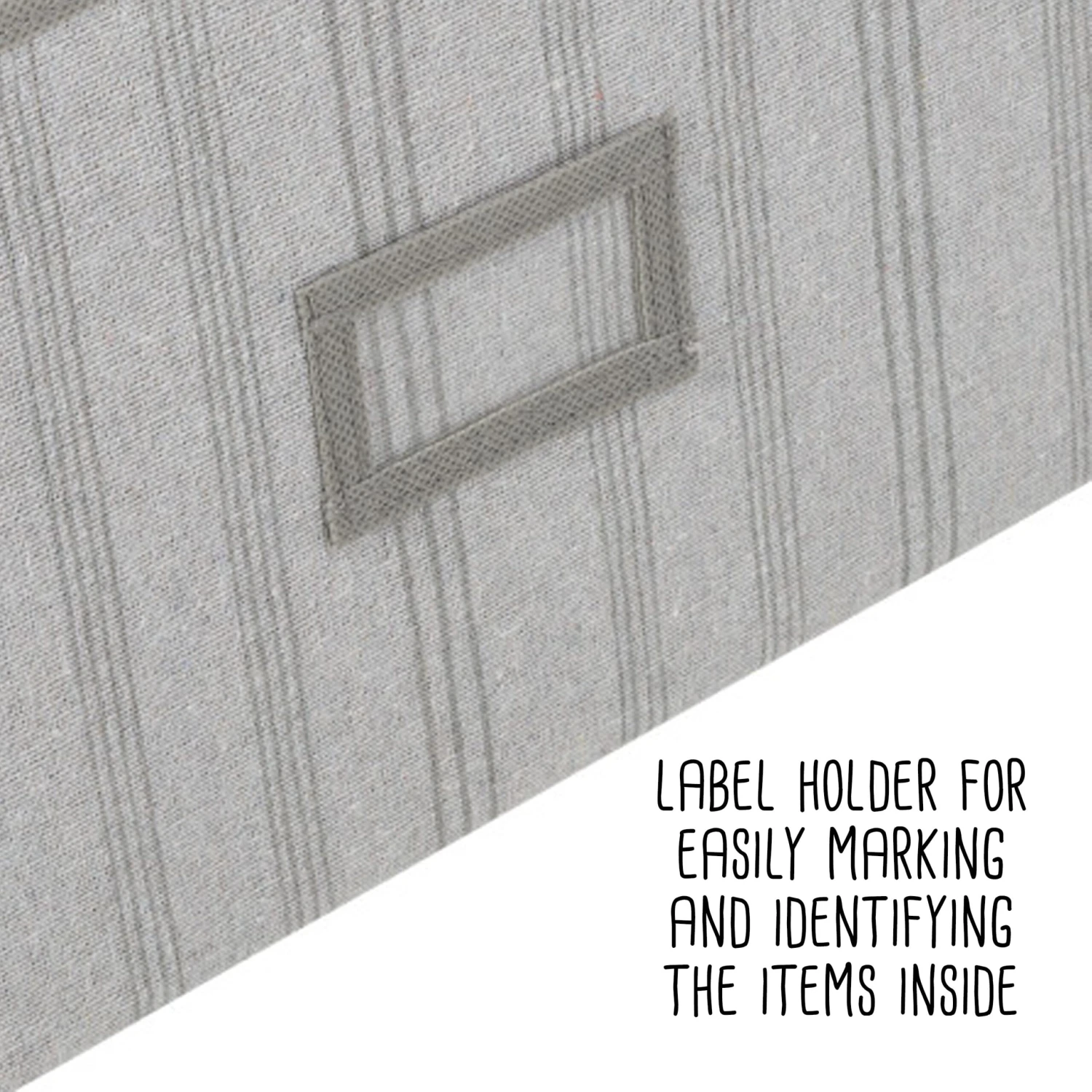 Gray Stripes Folding Large Fabric Storage Bins With Handles (Set Of 3) - Image 7