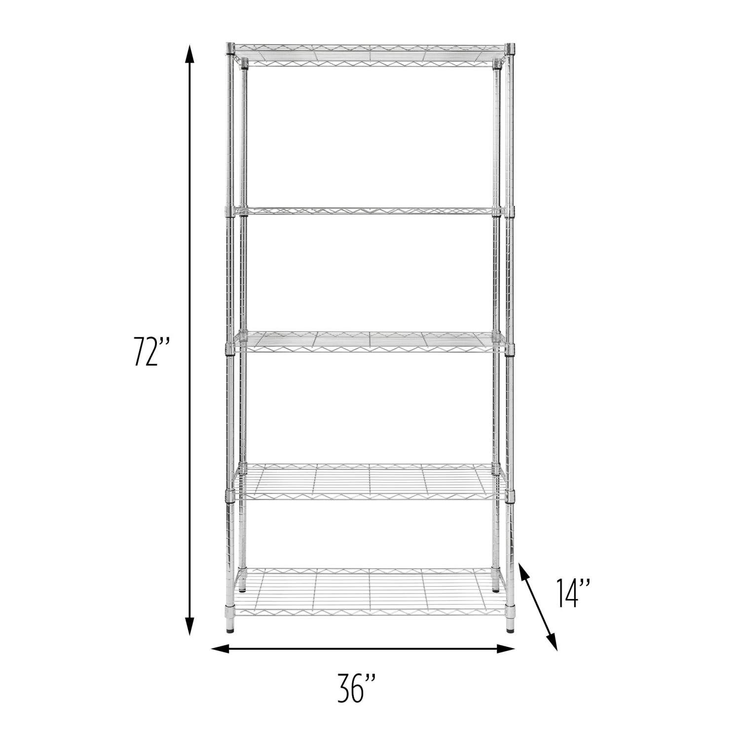 Chrome 5-Tier Heavy-Duty Shelving Unit With 200-lb Shelf Capacity - Image 10