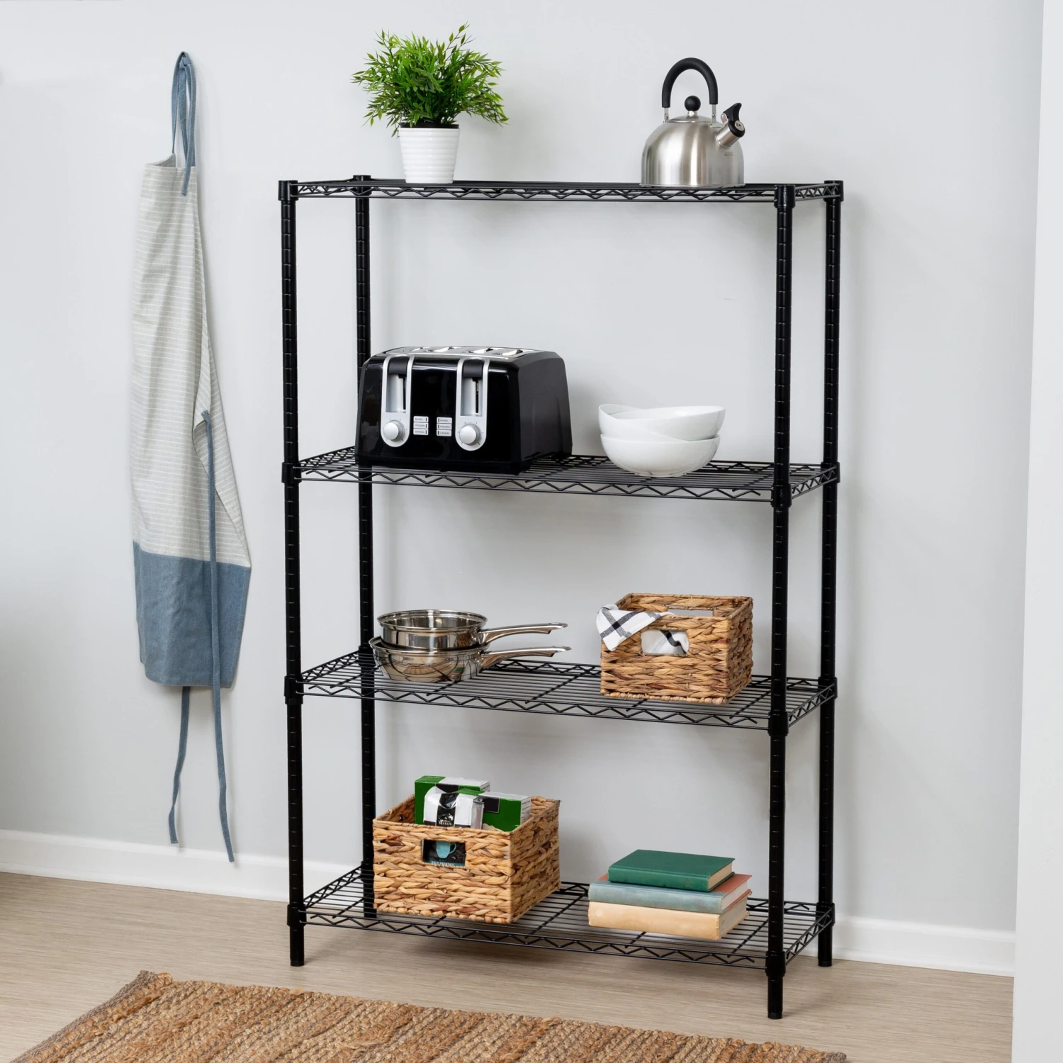Black 4-Tier Heavy-Duty Shelving Unit With 250-lb Shelf Capacity - Image 2