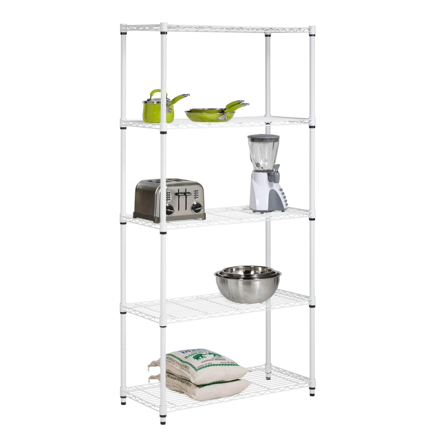 White 5-Tier Heavy-Duty Shelving Unit With 350-lb Shelf Capacity