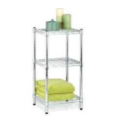 Chrome Small 3-Tier Adjustable Storage Shelving Unit