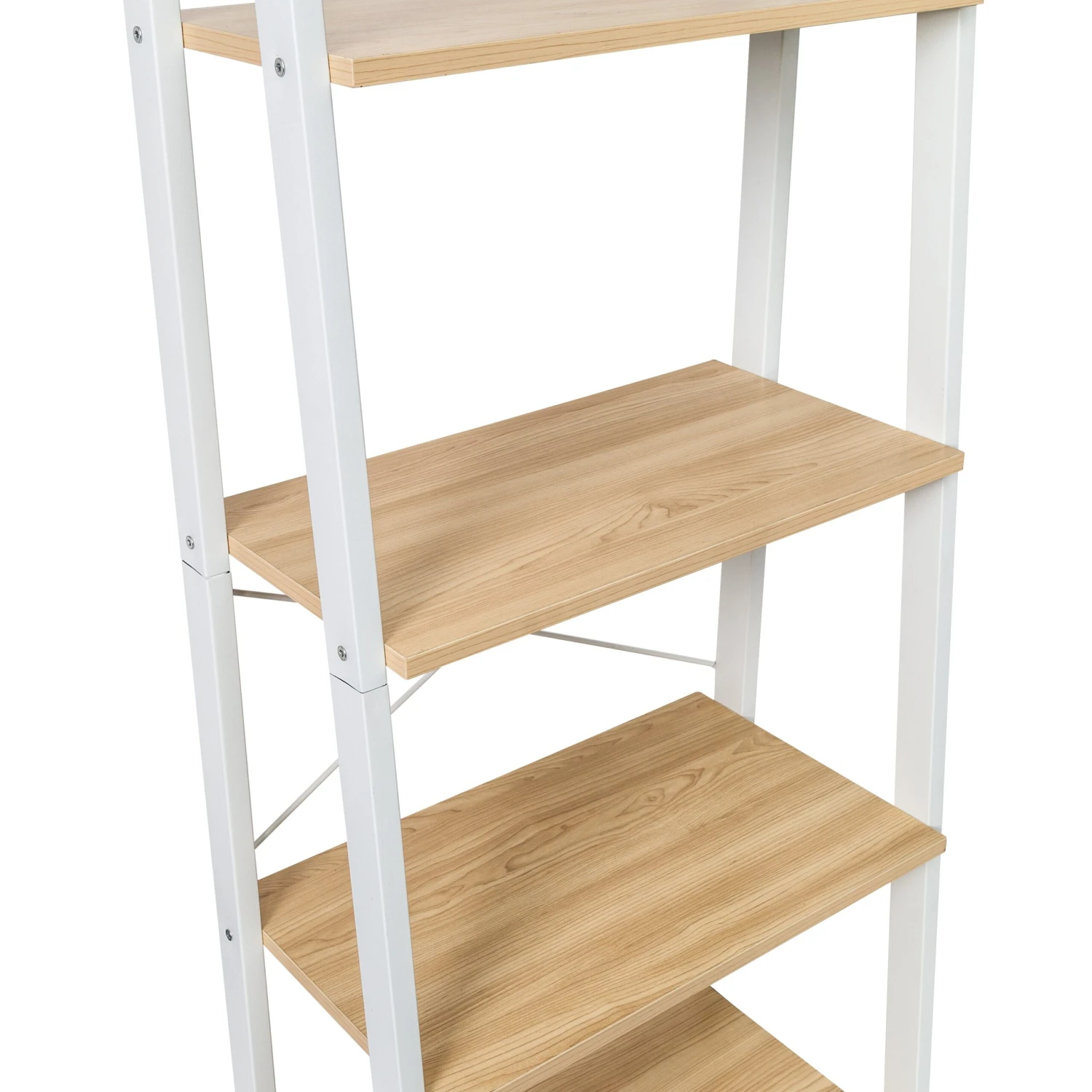 Natural/White 5-Tier Wood And Metal A-Frame Ladder Shelf - Image 4