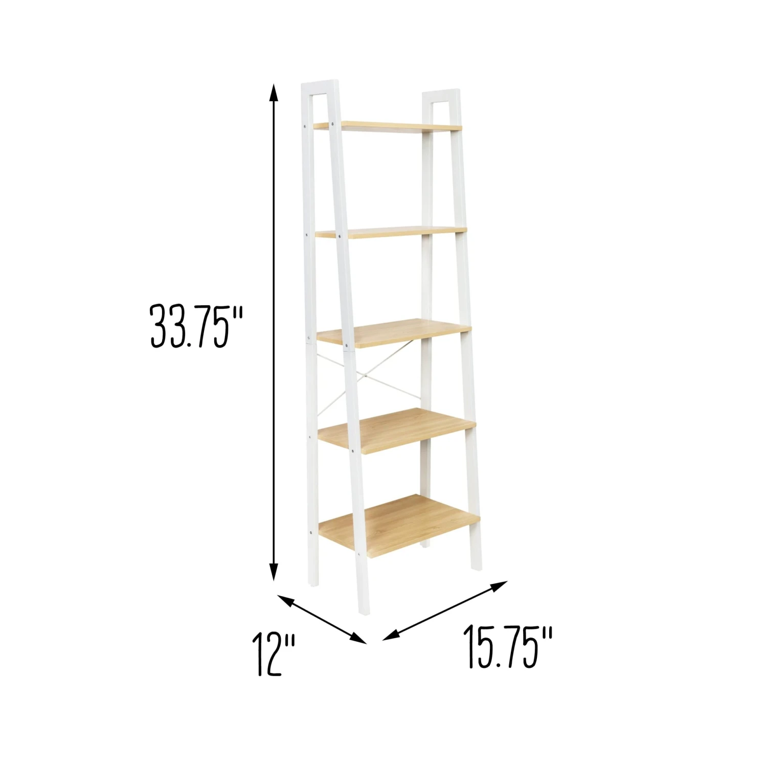Natural/White 5-Tier Wood And Metal A-Frame Ladder Shelf - Image 7