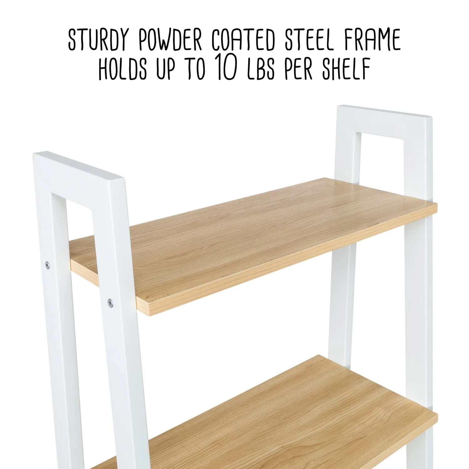 Natural/White 5-Tier Wood And Metal A-Frame Ladder Shelf - Image 3