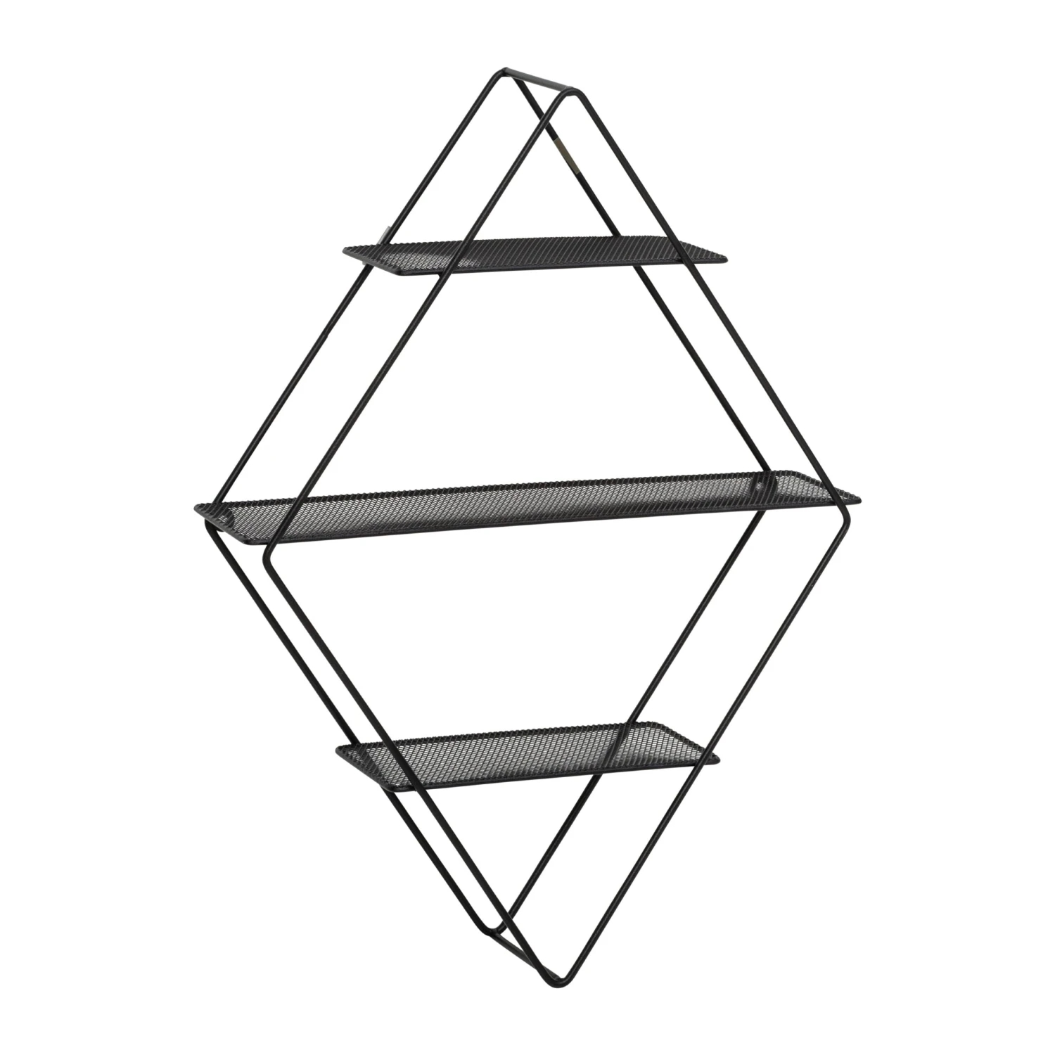 Black 3-Tier Metal Diamond Decorative Wall Shelf - Image 6