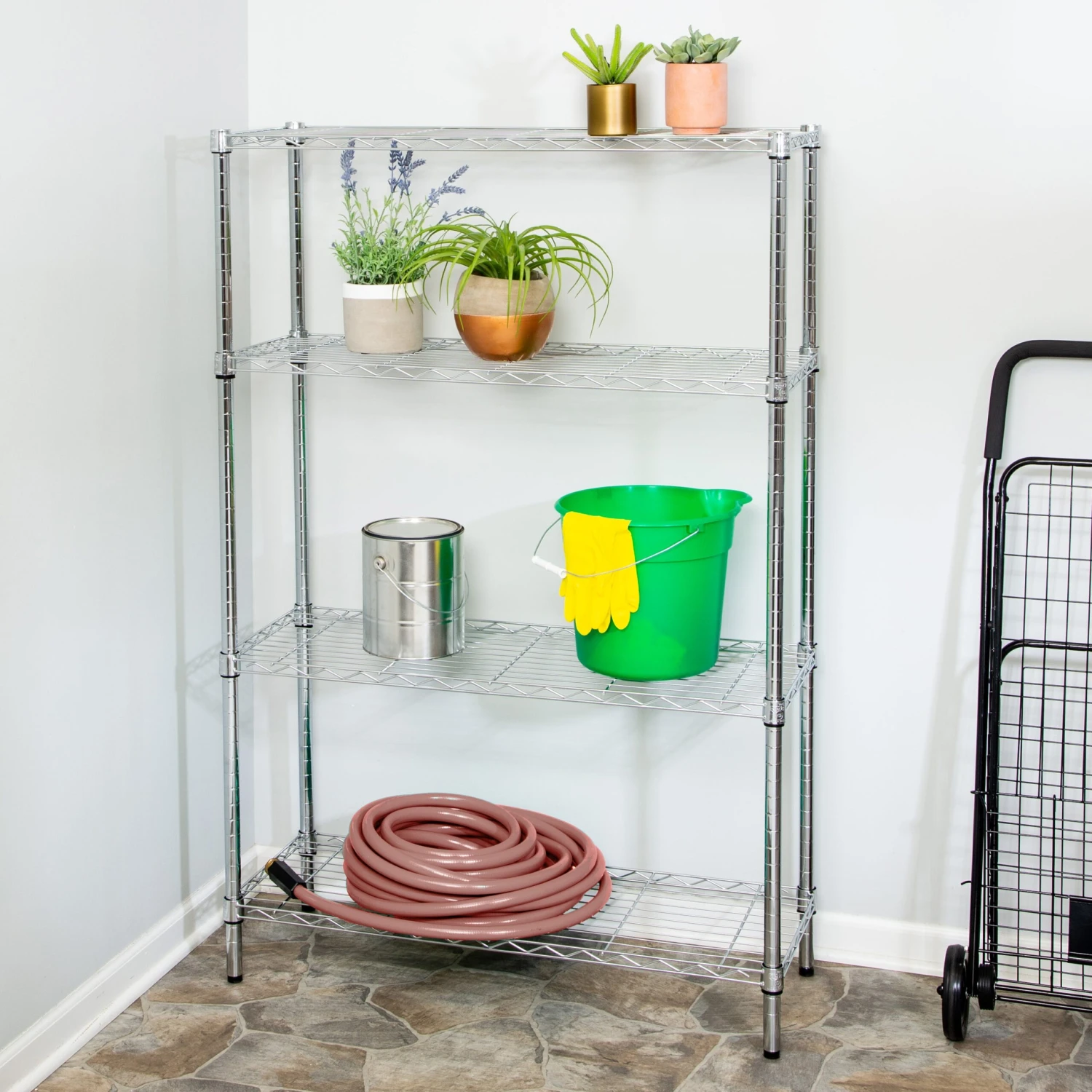 Chrome 4-Tier Heavy-Duty Shelving Unit With 250-lb Weight Capacity - Image 2
