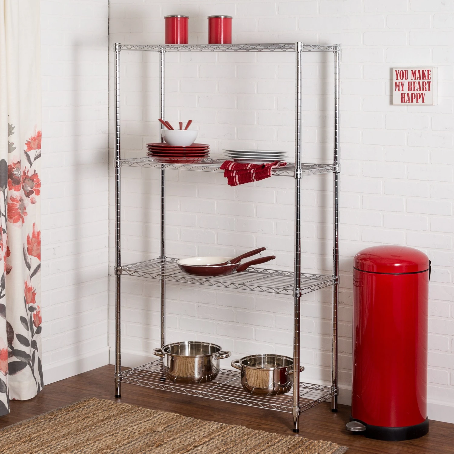 Chrome 4-Tier Heavy-Duty Shelving Unit With 200-lb Shelf Capacity - Image 2