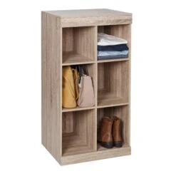 Brown Stackable 6-Cubby Organizer With Anti-Tip Hardware
