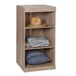 Brown 3-Tier Stackable Shelf Organizer With Anti-Tip Hardware