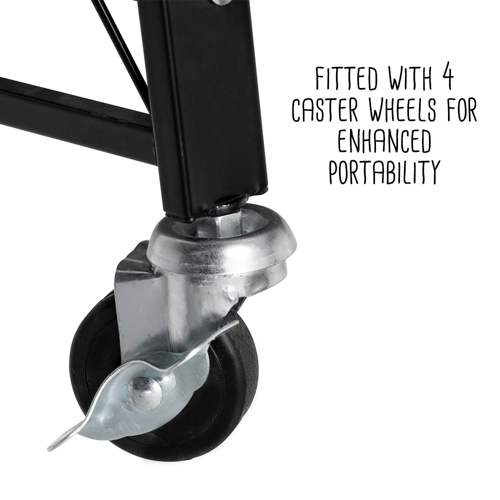 Black Folding 4-Tier Metal Rolling Shelf - Image 4