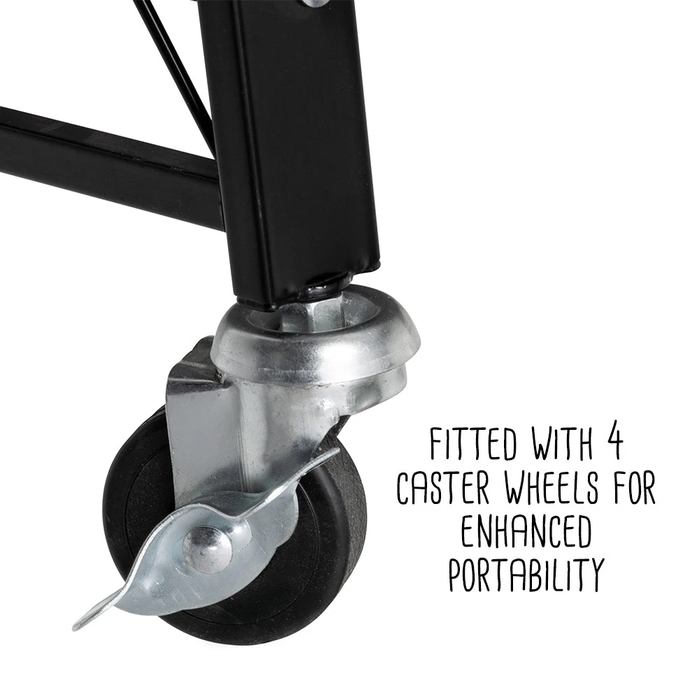 Black Folding 3-Tier Metal Rolling Shelf - Image 4