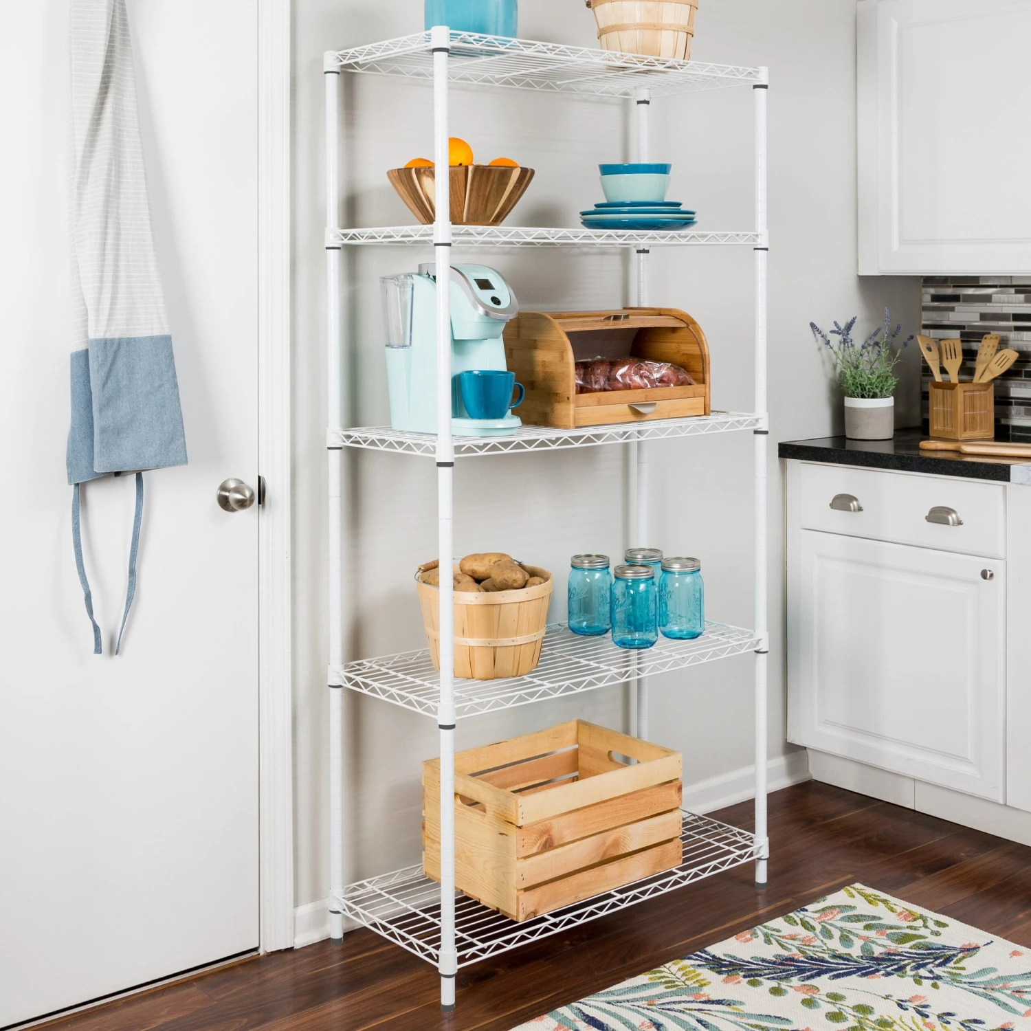 White 5-Tier Heavy-Duty Shelving Unit With 350-lb Shelf Capacity - Image 4