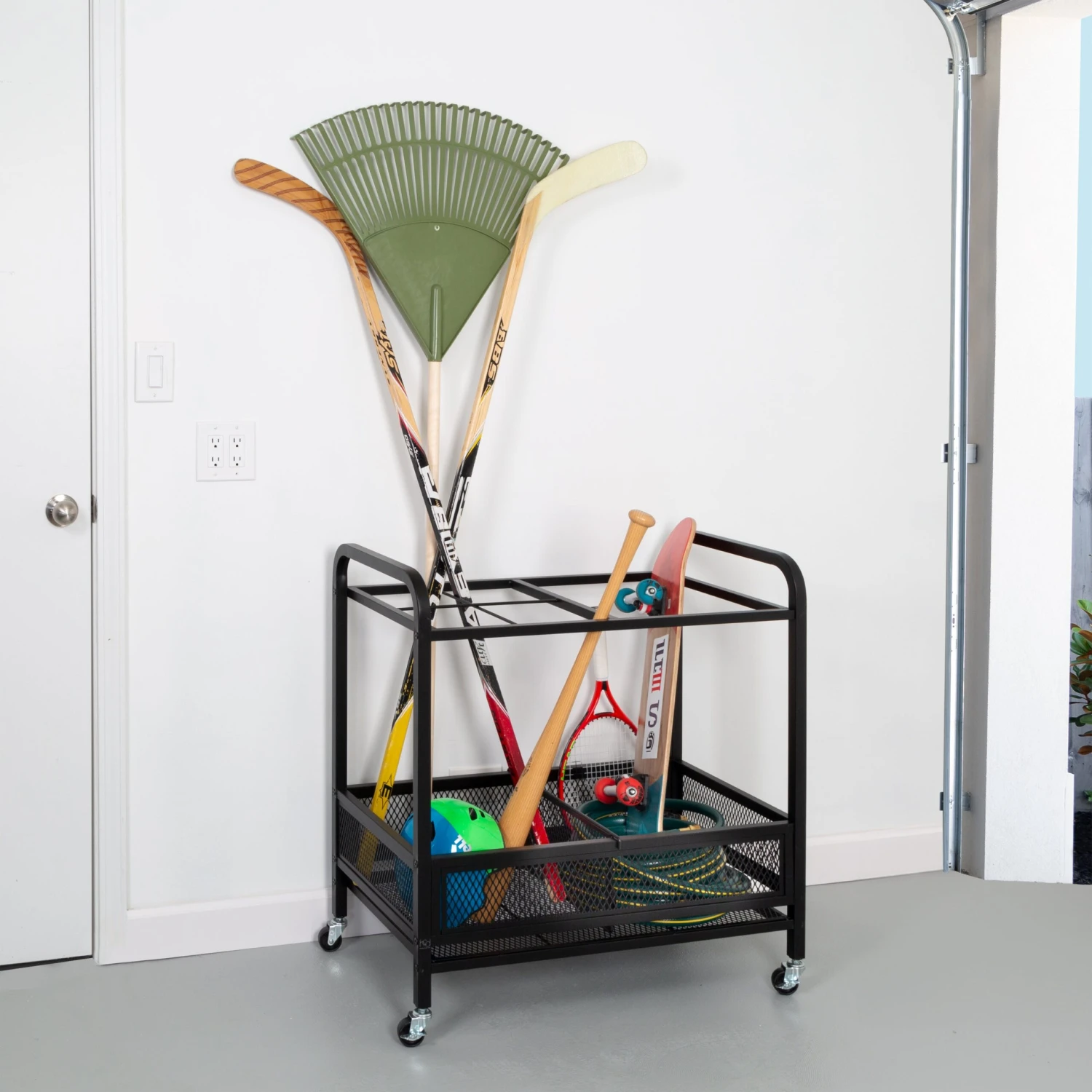 Black Steel Garage Multi-Purpose Rolling Storage Cart - Image 2