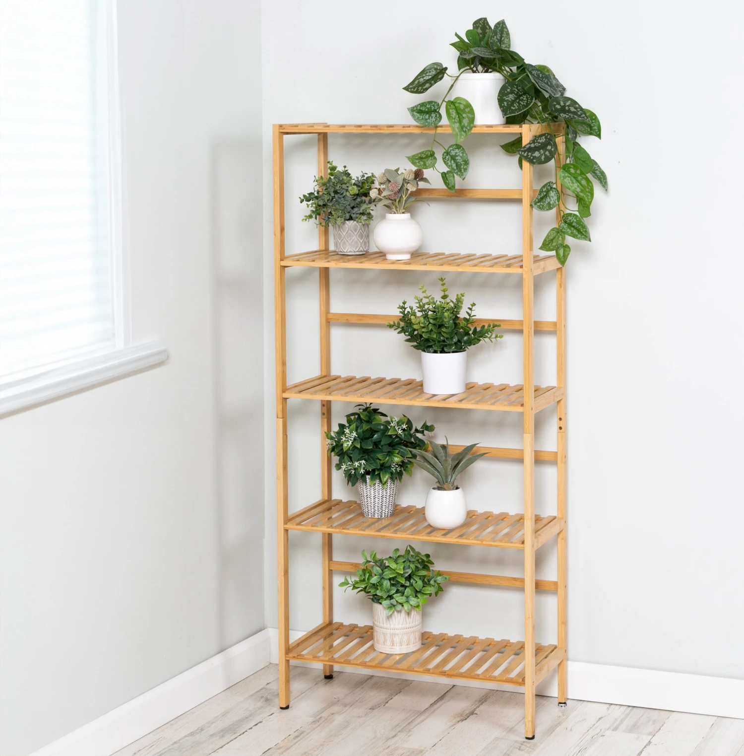 Natural 5-Tier Bamboo Bookshelf - Image 2