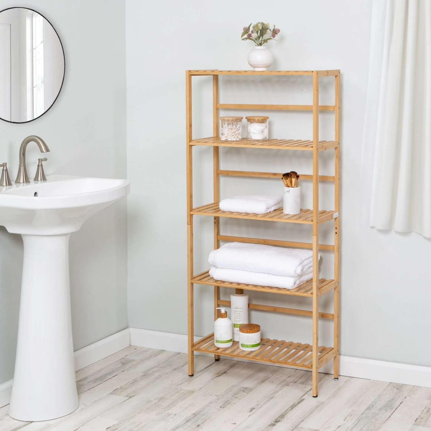 Natural 5-Tier Bamboo Bookshelf - Image 4