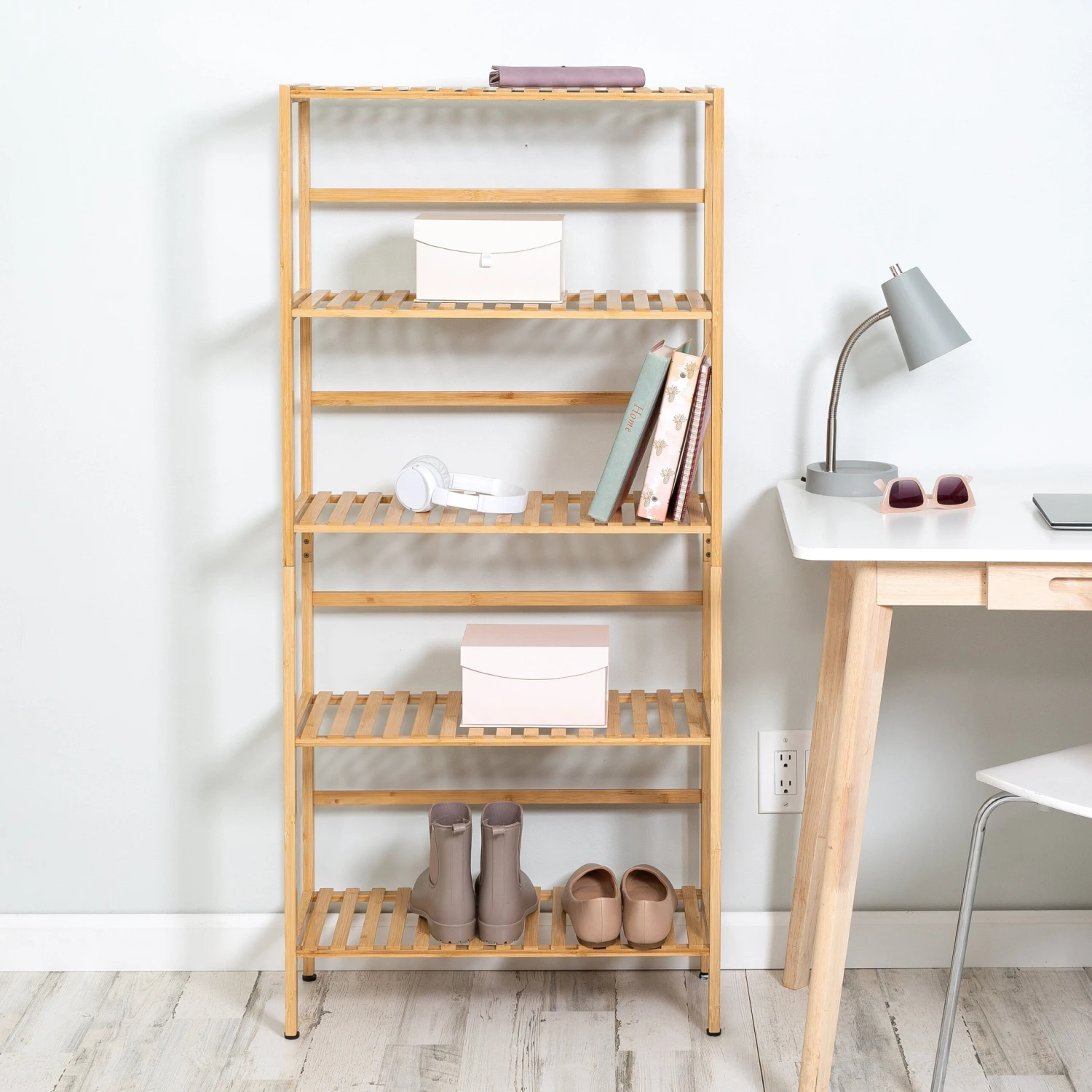 Natural 5-Tier Bamboo Bookshelf - Image 5