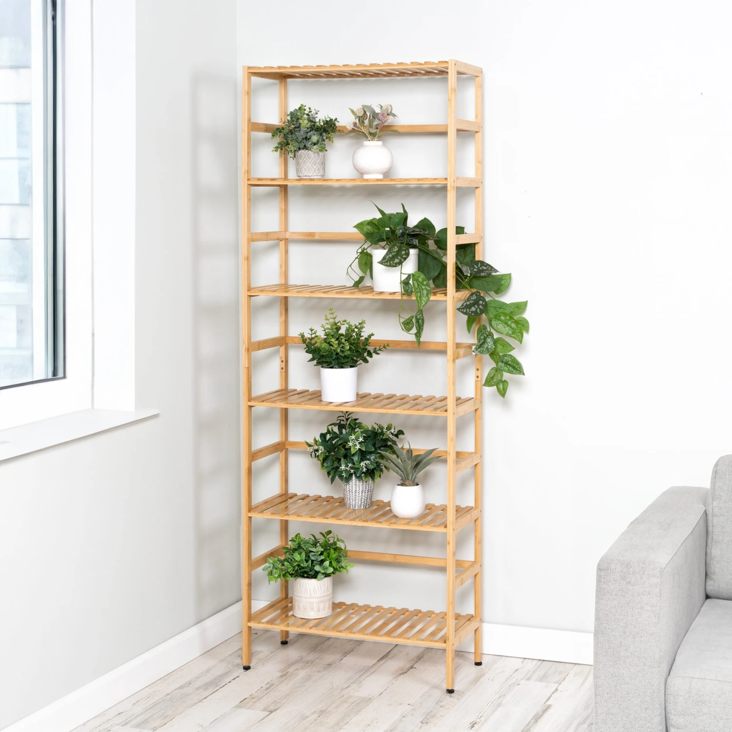 Natural 6-Tier Bamboo Bookshelf - Image 2