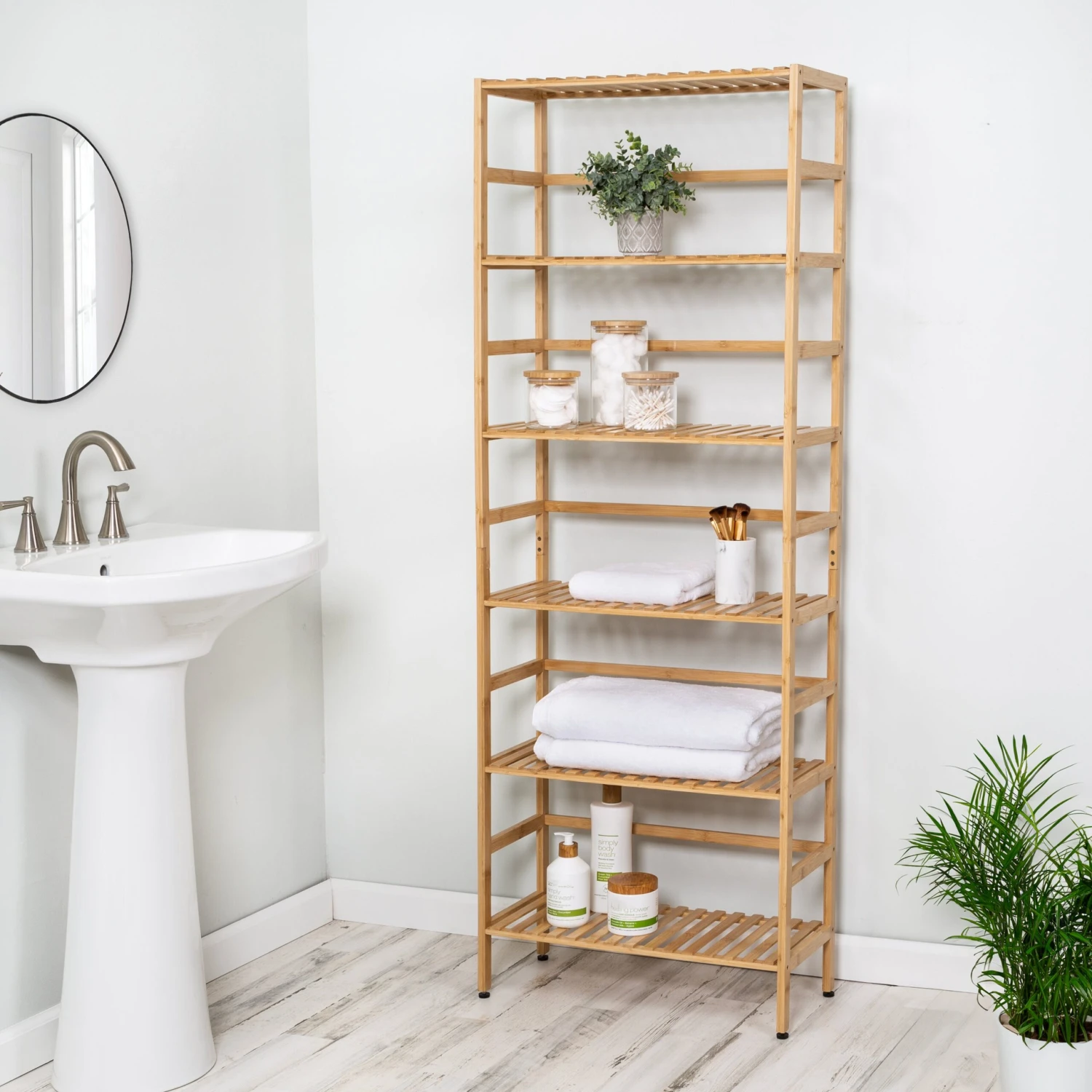 Natural 6-Tier Bamboo Bookshelf - Image 4