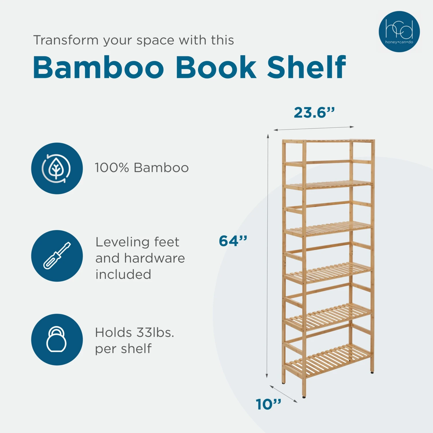 Natural 6-Tier Bamboo Bookshelf - Image 11