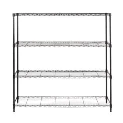 Black 4-Tier Slim Profile Wide Shelving Unit