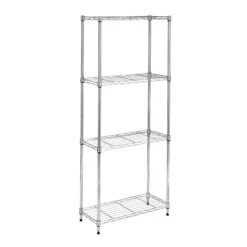 Chrome Steel 4-Tier Slim Profile Shelving Unit